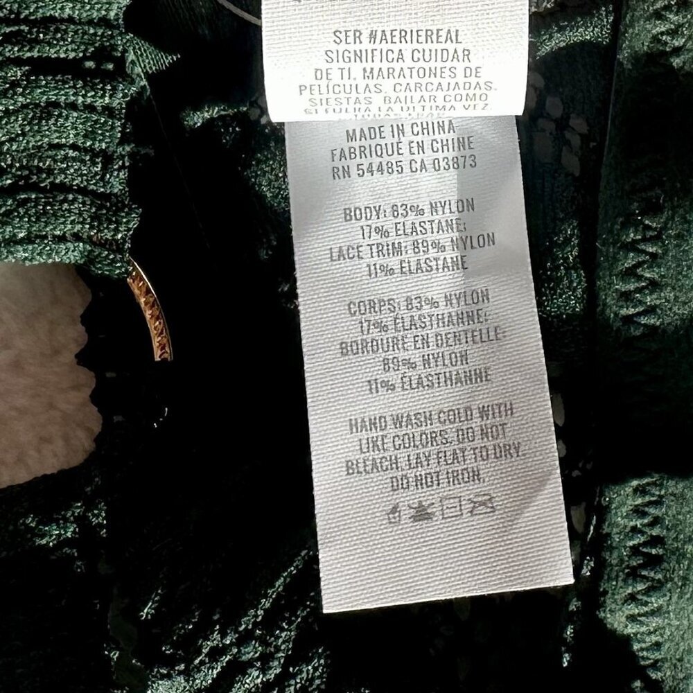 NWT Aerie Coral Lace Bandeau Bralette in Green - Size: Large - Picture 4 of 7